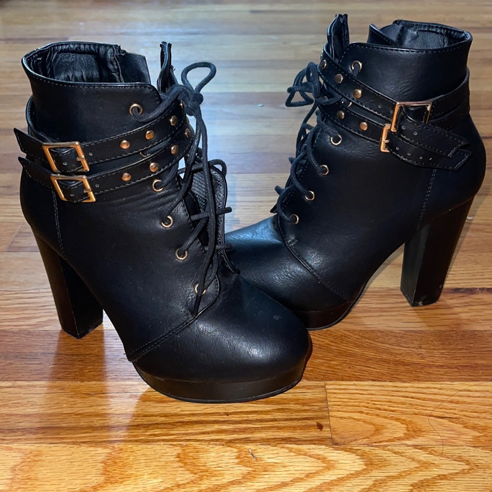 Black high heel booties